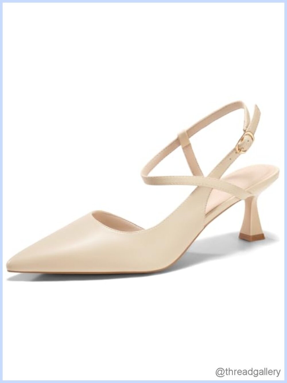 Faux Leather Slingback Kitten Heel Pointed Toe Pumps Dress Shoes